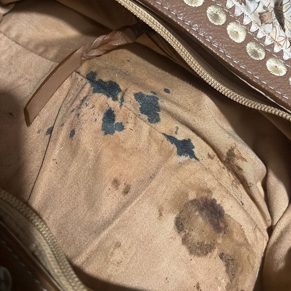 Vintage J. Jill Boho Floral Embroidered Cotton & Leather Shoulder Bag - Picture 8 of 8